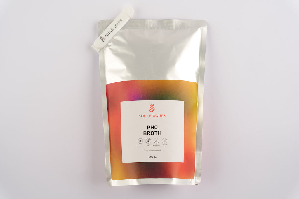 Pouches Front side, Pho broth